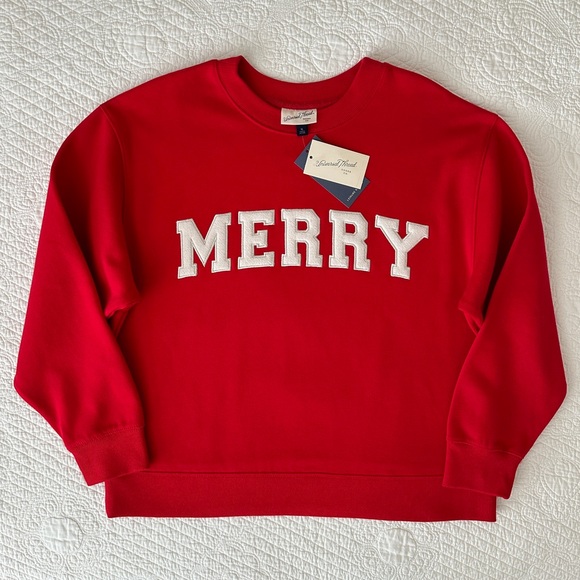 Universal Thread Tops - NWT Universal Thread Red “Merry” Christmas Crewneck Sweatshirt Women’s XL Target